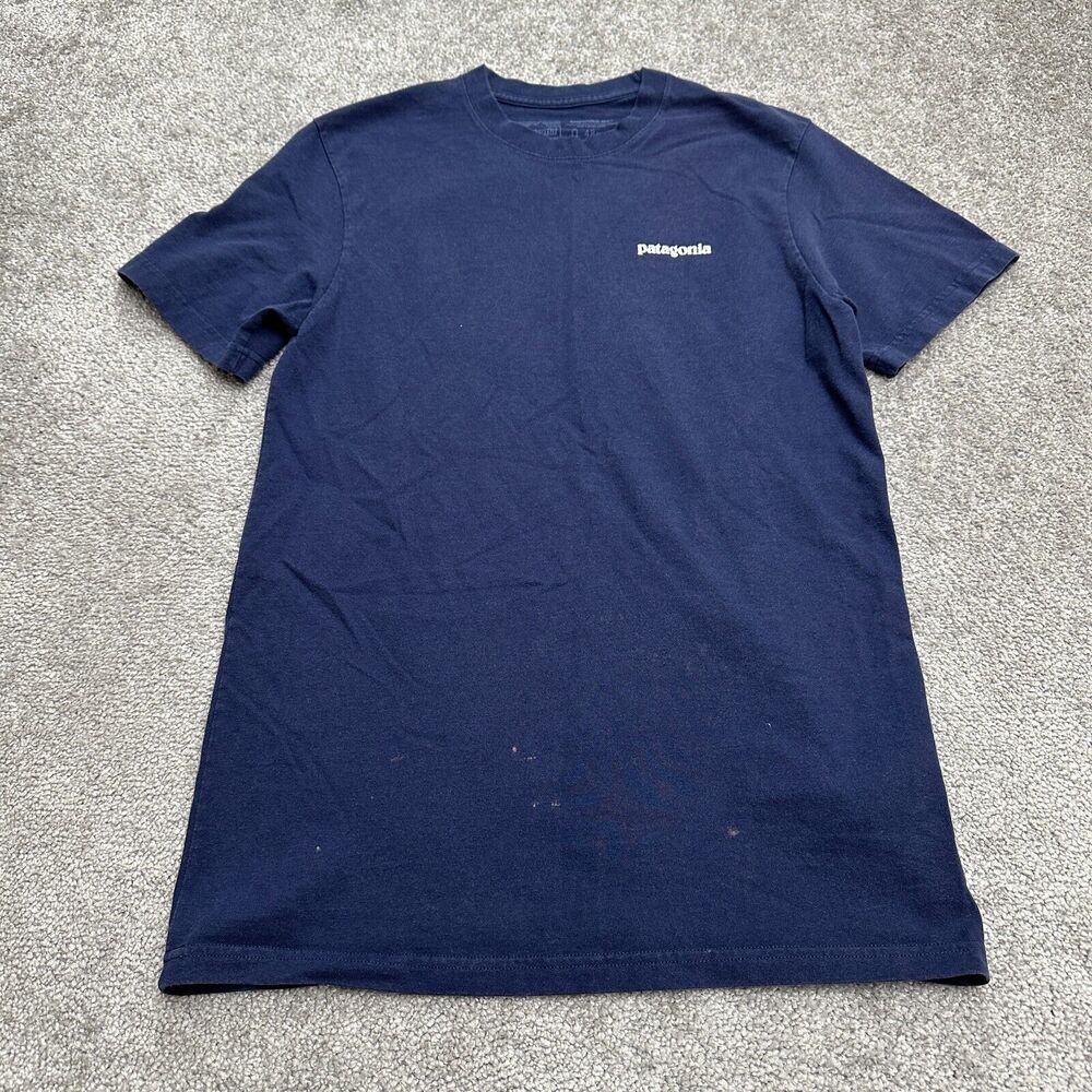 Patagonia Responsibili Tee T-Shirt Womens Small Blue Crew Graphic Short Sleeve